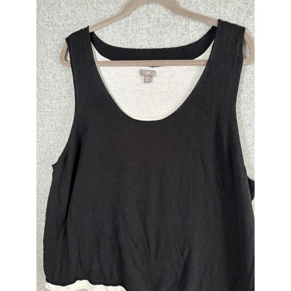 J. Jill 4X Tank Top Womens Black Cream Double Layer Sleeveless Linen Rayon Shirt - Picture 8 of 8